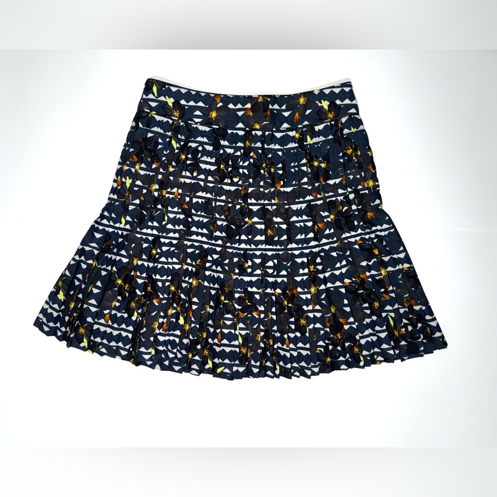 J. Crew Dark Blue and Yellow Patterned Skirt